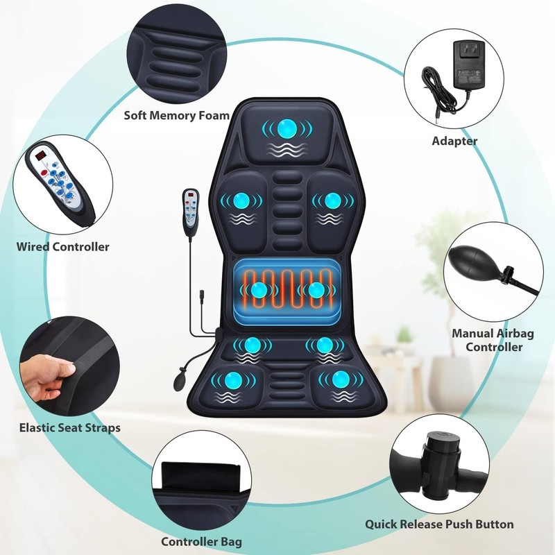 Luxury Massage Seat Cushion with Remote Control & 3 Heat Settings for Relief gallery