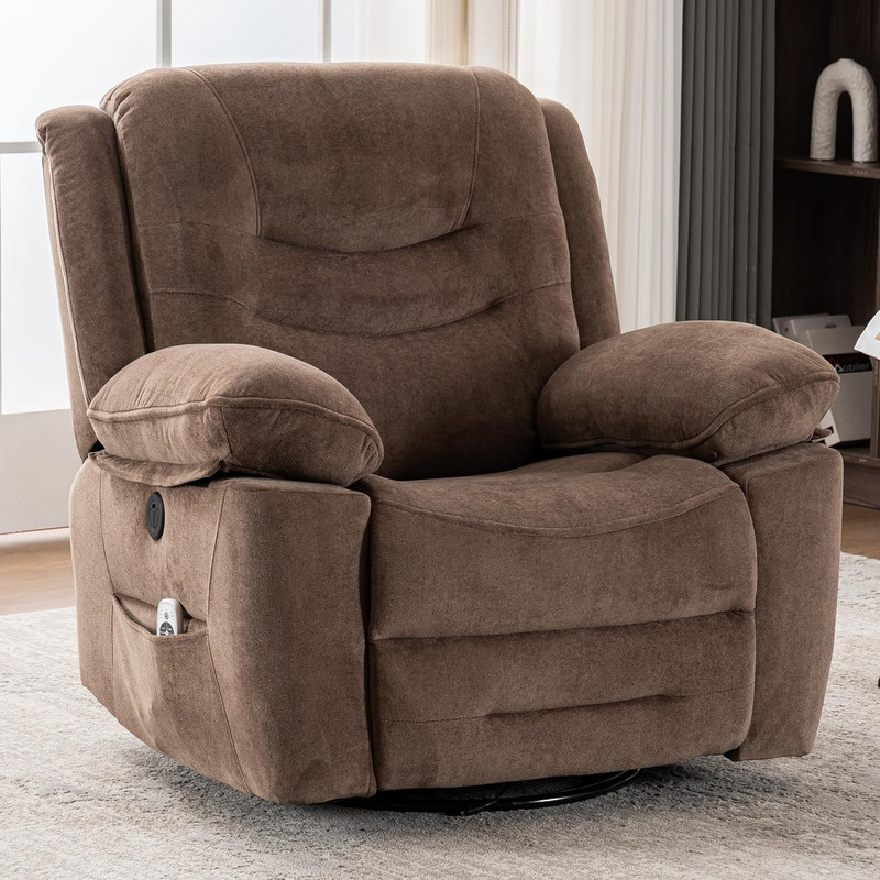 Power Swivel Rocker Recliner with Massage and Heat, USB Port, Infinite Position,