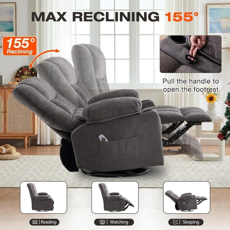 8-Points Massage Recliner Chair W/ Heated Rocking Function Adults,Oversized gallery