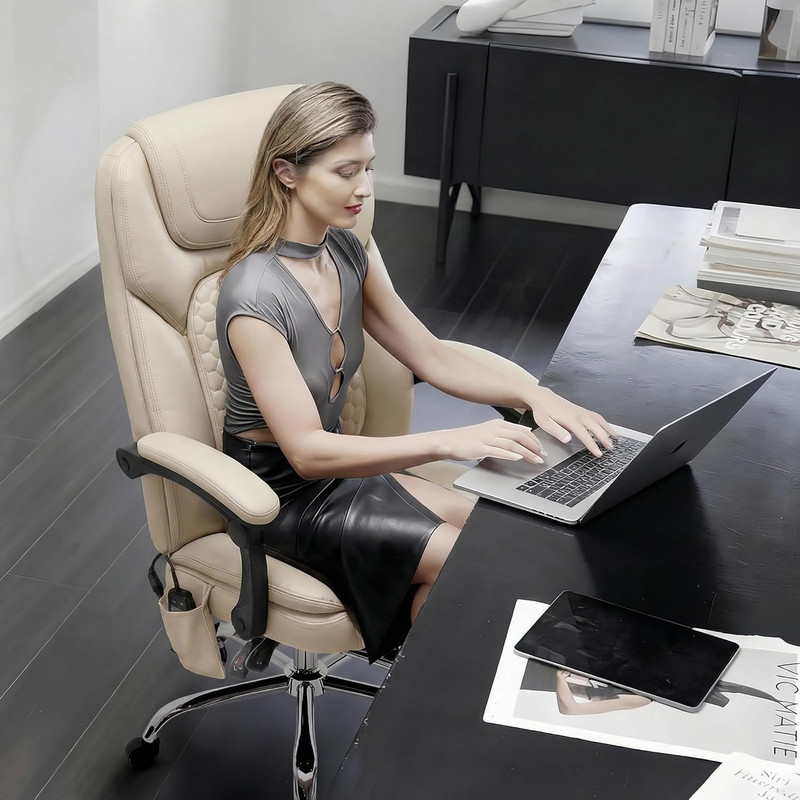 Massage Office Chair with Heat and Footrest - 3-Level 65°C Targeted Heating, 20- gallery