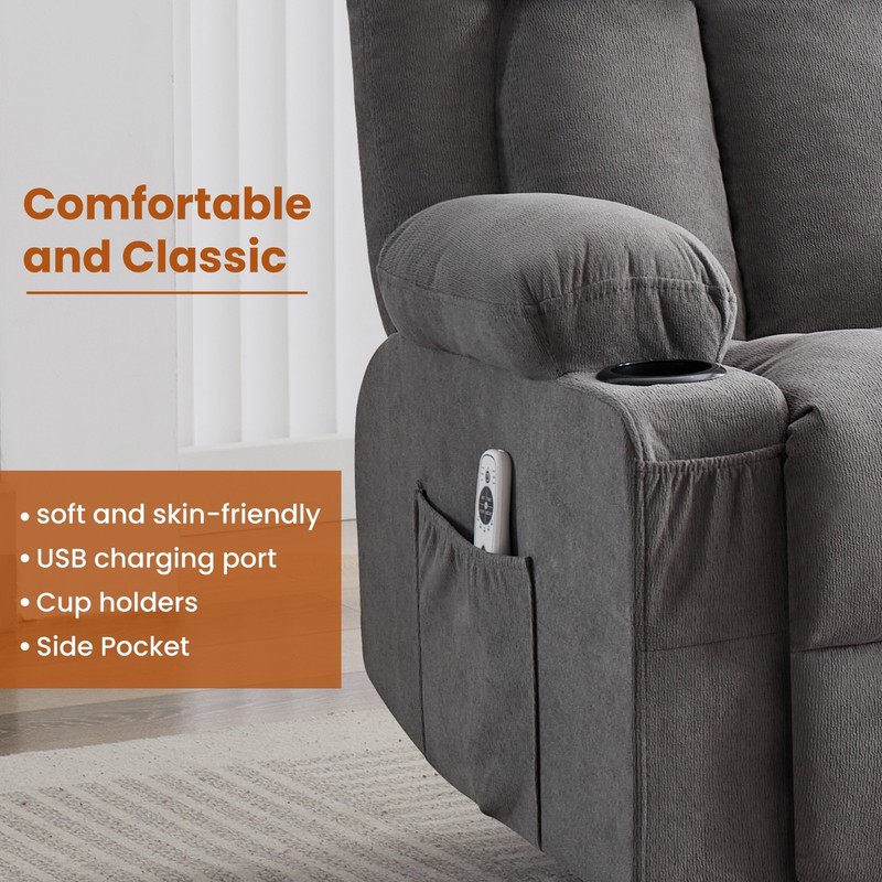 360° Swivel Rocker Recliner Chair with Vibration Massage and Heat & Pocket Usb gallery