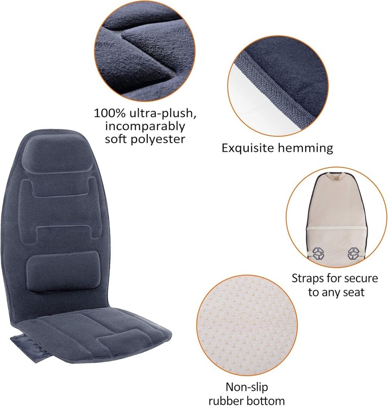 Portable Neck & Back Massager Seat Pad - 10 Motors with Adjustable Heat Levels gallery