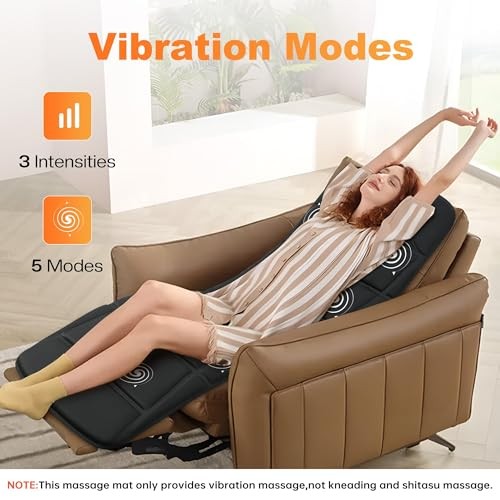 Full Body Massage Mat with Heat, Upgrade Graphene Heating Vibration Back Black gallery