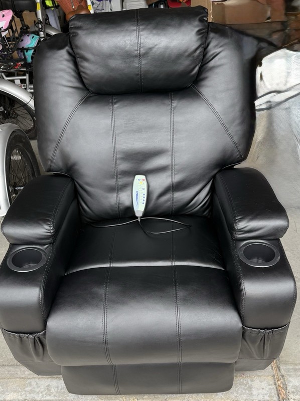 Black Faux Leather Electric Massage Recliner Chair w/ Wired Remote Control
