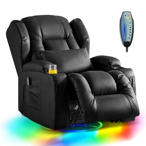 Dual Motor Power Swivel Rocker Recliner Chairs, Electric Hugger Reclining Sofa
