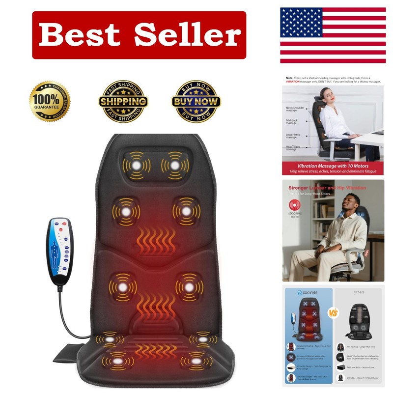 Massaging Seat Cushion with Advanced Graphene Heat – Ideal for Home & Office