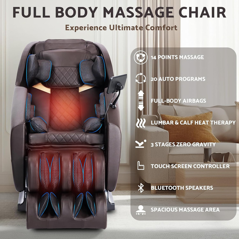 Massage Chair, Zero Gravity Full Body Massage Chair, Shiatsu Recliner with 14 Ma gallery
