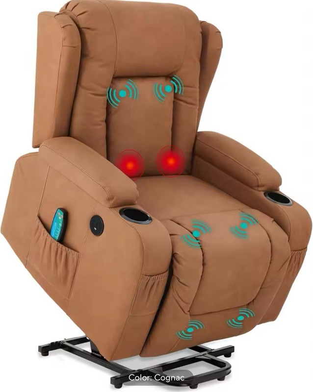 PU Leather Recliner Chair Lift Power Massage Sofa Heat Vibration Heated Leather
