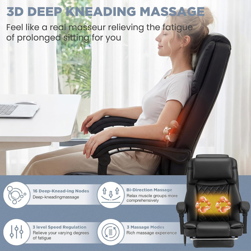 HOMREST 3D Kneading Massage Office Chair with 16 Kneading Nodes & Lumbar Support gallery