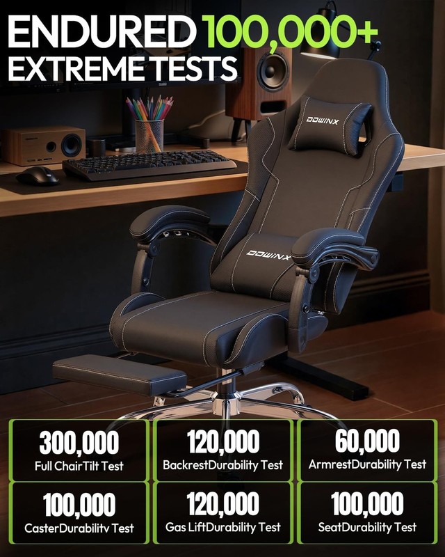 Dowinx Ergonomic Gaming Chair w/ Footrest Massage Lumbar Support Recliner gallery