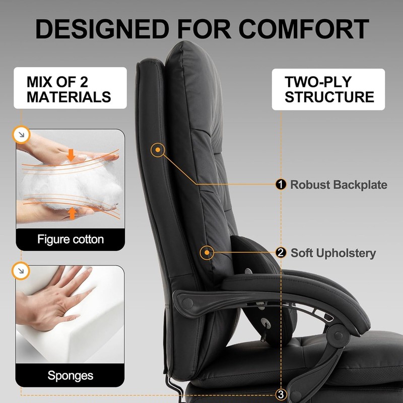 Massage Executive Office Chair with Heated,90-135° Reclining Chair with Footrest gallery