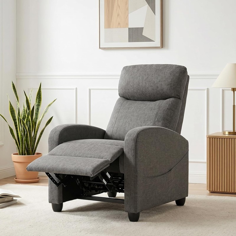 Contemporary Greige Recliner Sofa with Full-Body Massage & Adjustable Footrest gallery