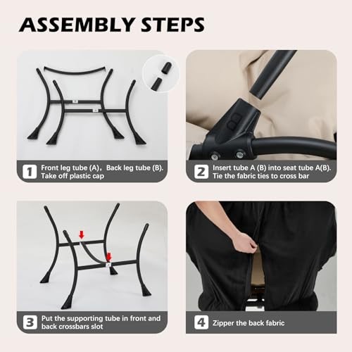 Lazy Chair with Folding Ottoman,Leisure Sofa Chair,Soft Fabric Plush Black gallery