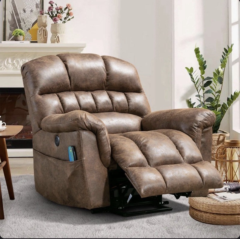 Power Lift Recliner Chair with Soothing Heat & Massage Plush Comfort