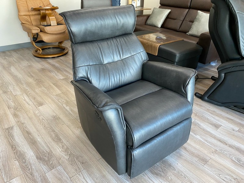 IMG Captain Power Recliner Glider Chair - Sauvage S553 Charcoal Leather - USB gallery