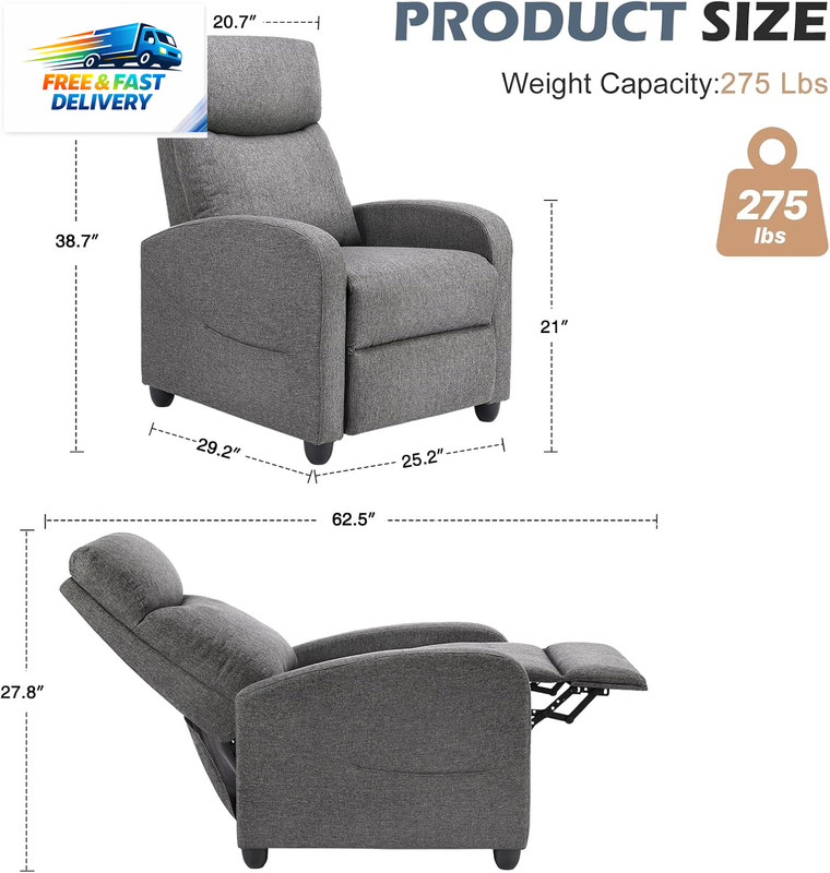 Massage Recliner Chair for Adults, Adjustable Home Theater Seating with Lumbar S gallery