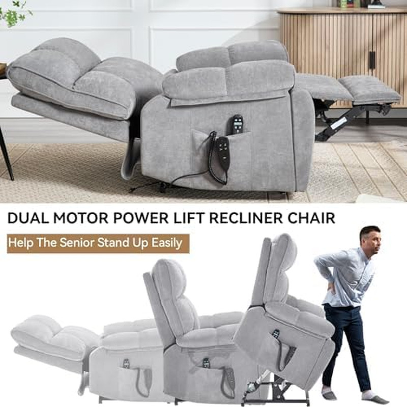 Dual Motor Power Lift Recliner Chair, 8 Positions Vibration Massage Recliner Cha gallery