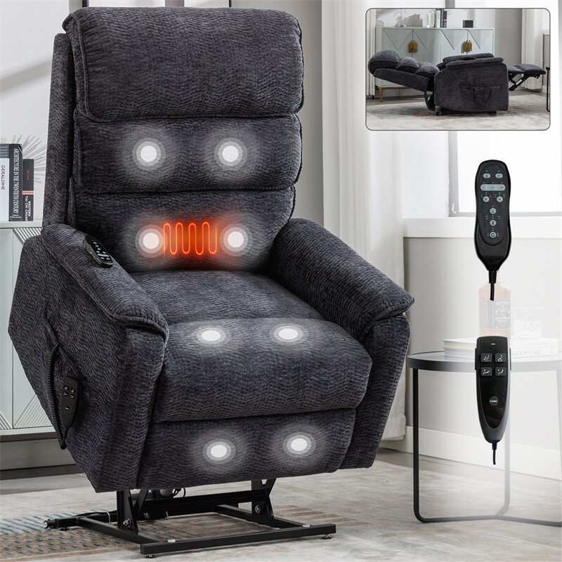 Chenille Dual Motor Infinite Position Up to 350 LBS Power Lift Recliner Chair
