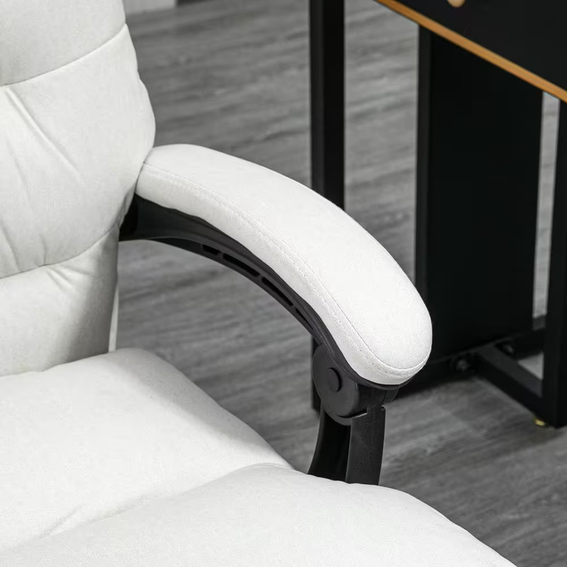 Microfibre Durable Massage Chair 6 Vibration Massage Points Cream White NEW gallery