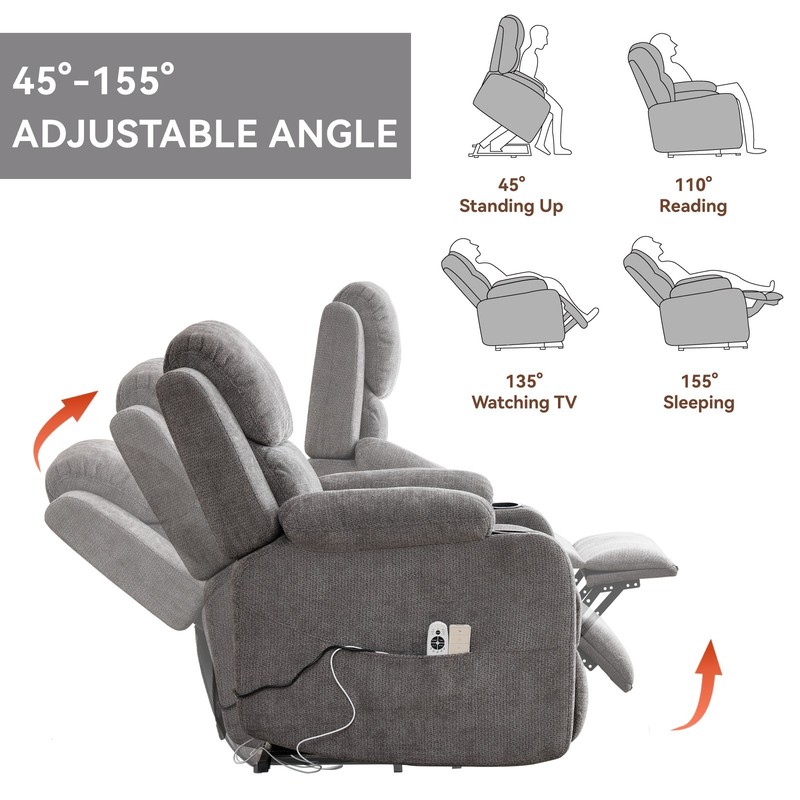 Infinite Position Single Motor Up to 350 LBS Power Lift Recliner Chair for Elder gallery