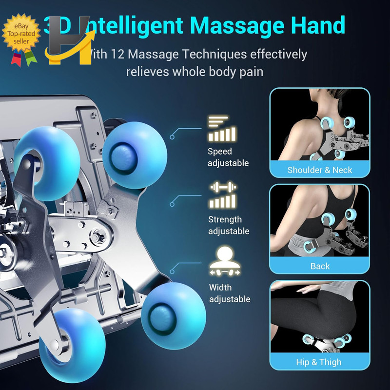 Zero Gravity Full Body Massage Chair Shiatsu 3D SL-Track Heated Recliner Black gallery