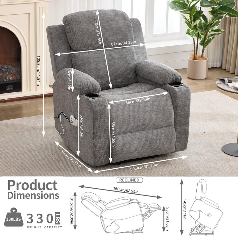 Infinite Position Single Motor Up to 350 LBS Recliner Chair for gallery
