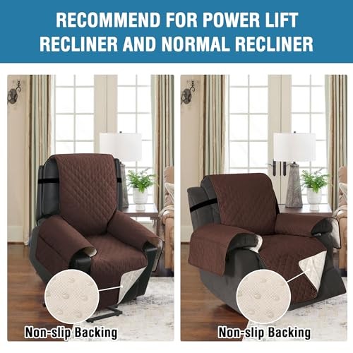 100% Waterproof Power Lift Recliner Chair Cover Non Slip Electric Power Brown gallery