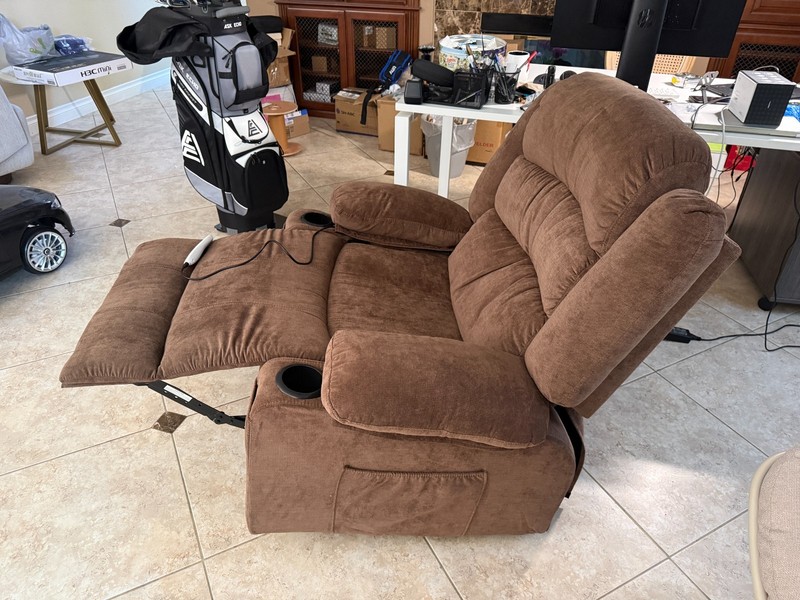 Brown Heat & Vibration Massage Recliner Chair with Remote and Dual Cup Holders gallery