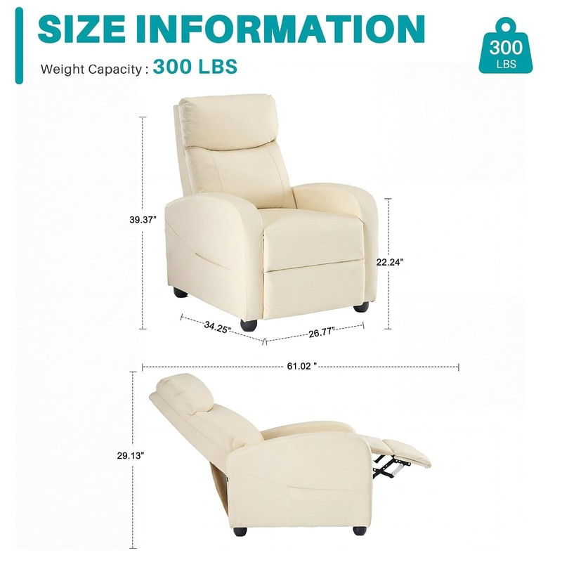 Sweetcrispy Massage Recliner Chair with Lumbar Support - Beige gallery