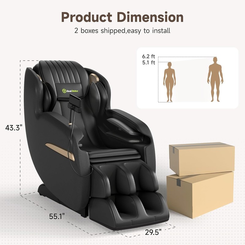 Real Relax Upgraded 2D SL-Track Massage Chair, Recliner FullBody Zero Gravity gallery