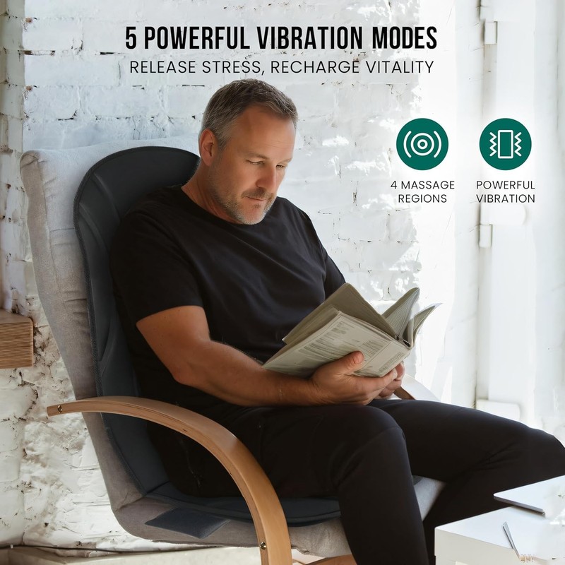 Portable Heated Back Massager - 8 Vibration Motors & Custom Modes for Comfort gallery