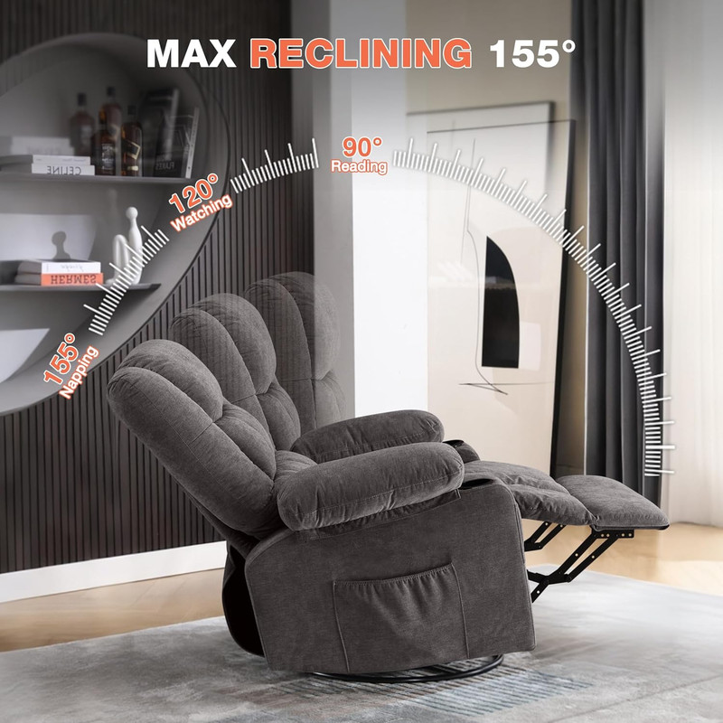 8-Points Massage Recliner Chair with Heated Rocking Function for Adults,Oversize gallery