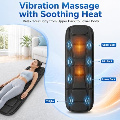 Full Body Massage Mat with Heat, Vibration Massage Mattress Pad with Black gallery