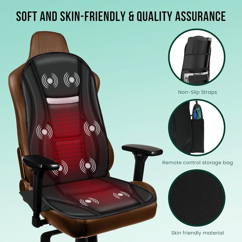 Portable Heated Back Massager - 8 Vibration Motors & Custom Modes for Comfort gallery