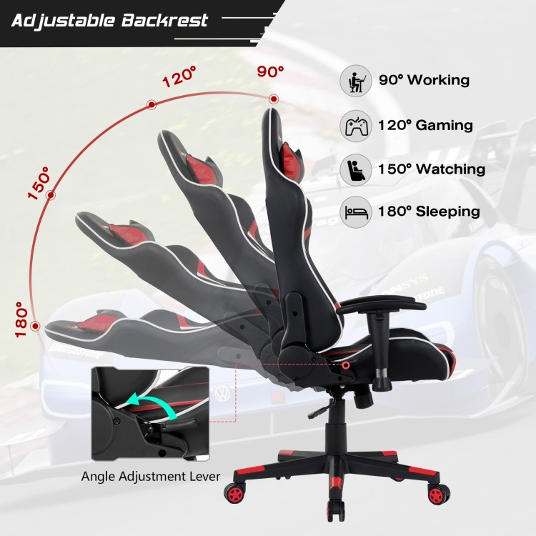 Reclining Massage Gaming Chair with Lumbar Support and 360° Swivel gallery