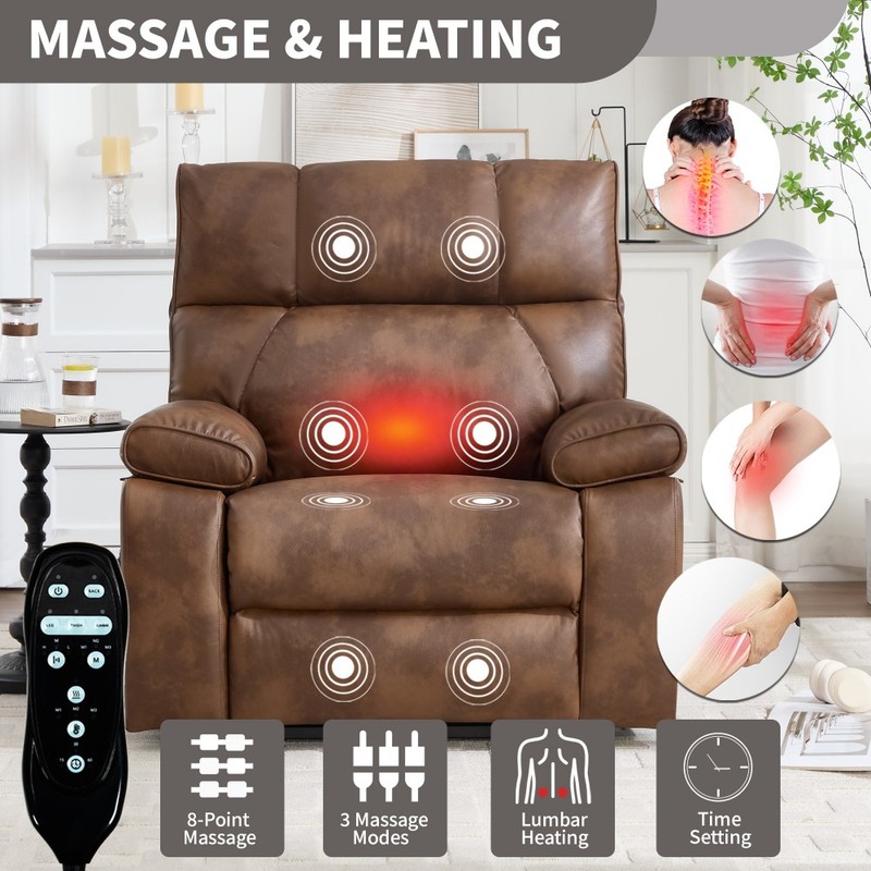 350LBS Heat Massage Electric Power Lift Recliners Infinite Position w/Cup Holder gallery