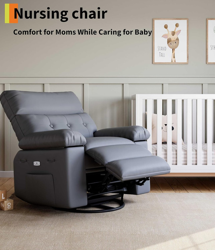 Oversized Power Rocker Recliner Chair with Heat, Massage & USB Port gallery