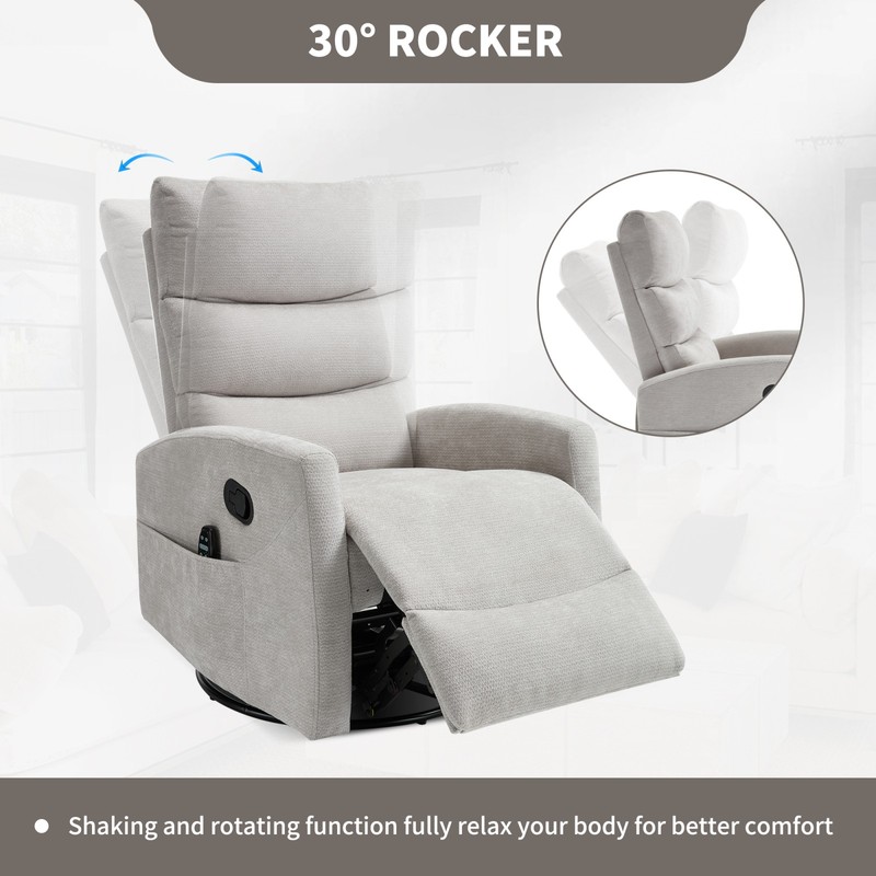 Heat Massage Manual Recliner Chair with Rocker and Swivel gallery