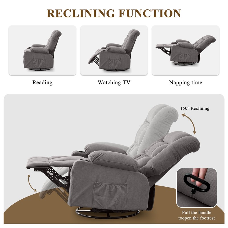 3D Kneading Massage Rocker Recliner Chair with Heat, USB, 2 Cup Holders gallery