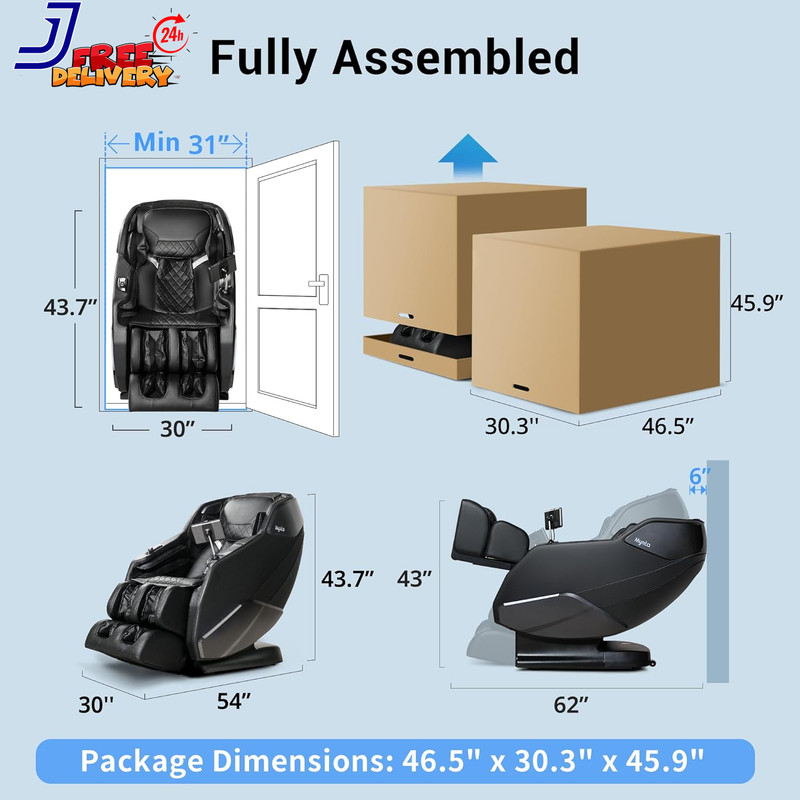Full Body Shiatsu Massage Chair with Heat Zero Gravity & Bluetooth Speaker gallery