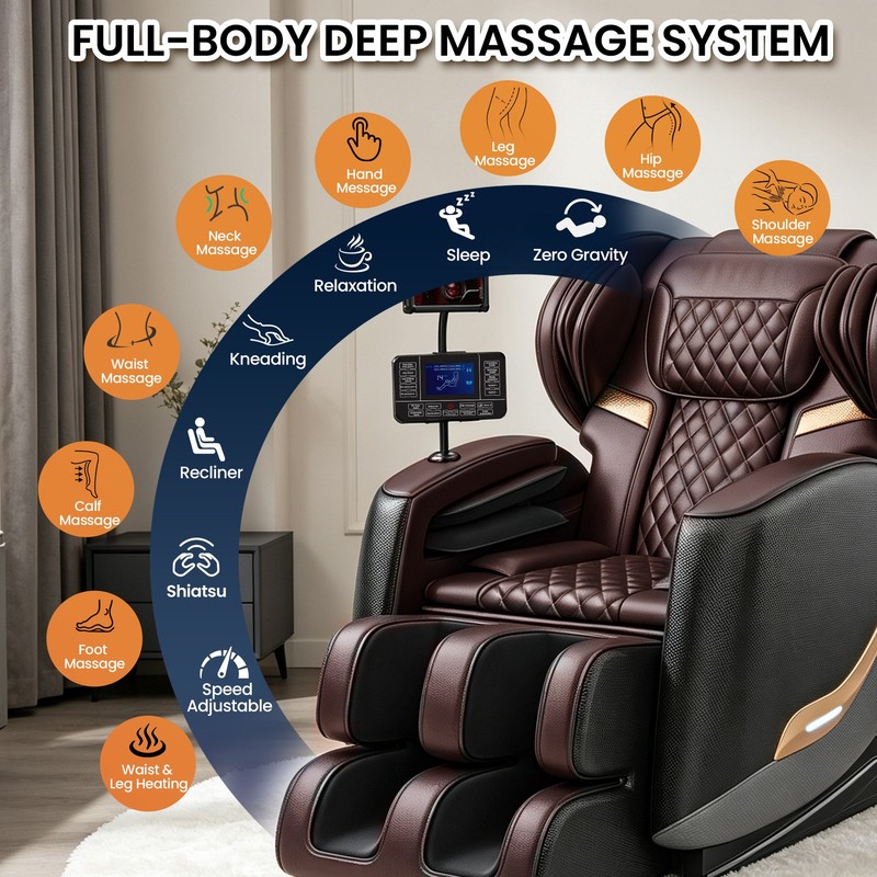Full-Body Massage Chair with Zero Gravity, Heating & Foot Massage gallery