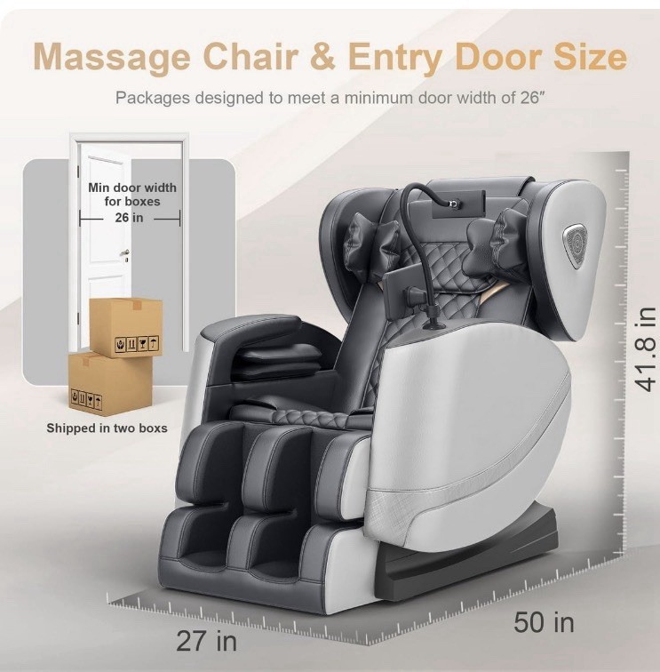 Znines Full Body Massage Chair Zero Gravity Heat Foot Massage Bluetooth Gray gallery