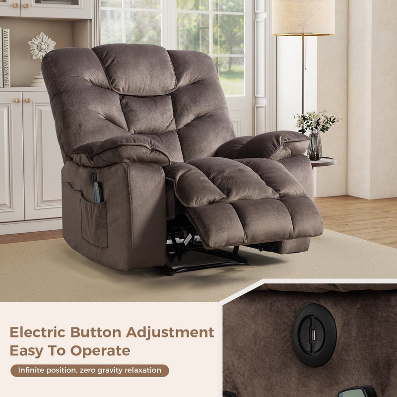 CANMOV Power Recliner Chair - 41" Wide Electric Massage Recliner with Heat & USB gallery