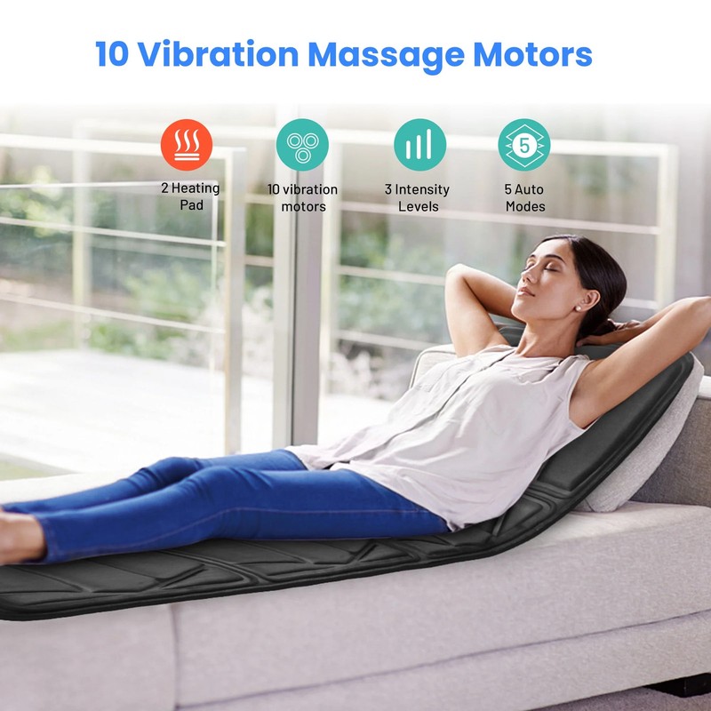 Full Body Massage Mat with Heat, Electric Vibration Massage Pad, Foldabl gallery