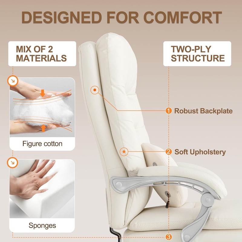 Massage Executive Office Chair with Heated,90-135° Reclining Chair with Footrest gallery