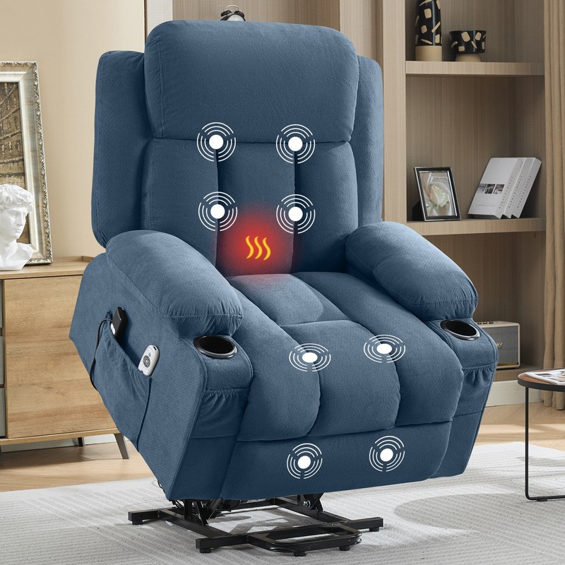 Power Lift Recliner Chair w/ Heat&Massage Electric Recliner Chair w/ Side Pocket