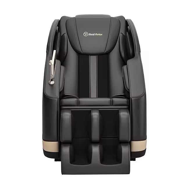 Real Relax Massage Chair Black Faux Leather Zero Gravity Electric Recliner