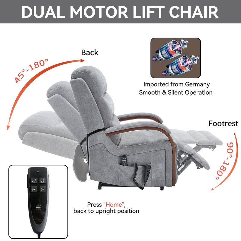 Power Lift Recliner Chair Dual Motor Heat Massage 350 LBS Capacity gallery