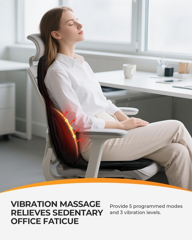 Heated Massage Chair Pad with 8 Vibration Motors, 5 Modes & 3 Intensities - Idea gallery