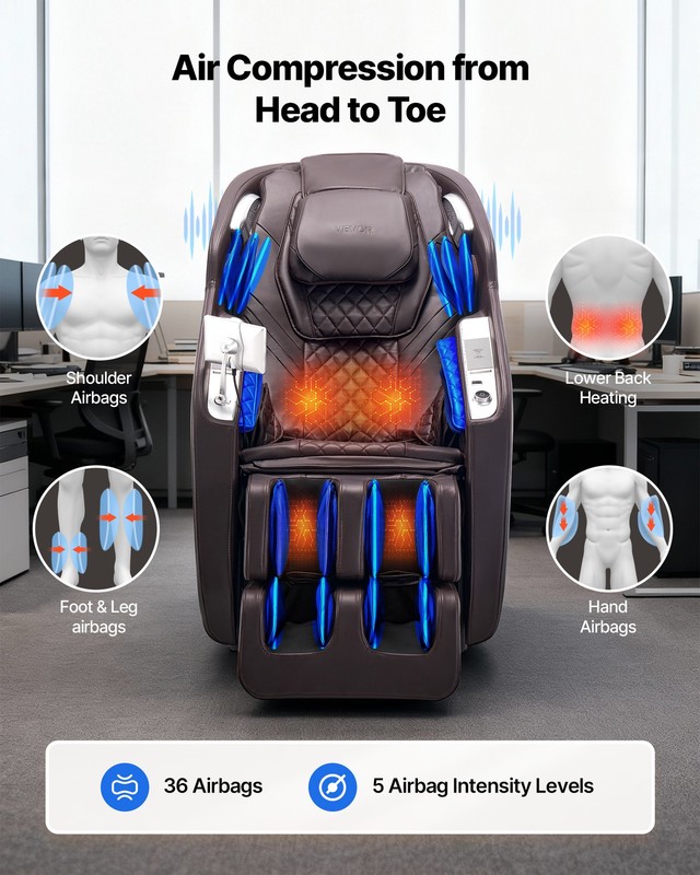 VEVOR Massage Chair Full Body 4D Massage Recliner with SL-Track & Yoga Stretch gallery